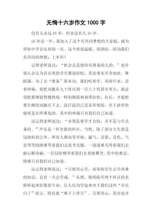 无悔十六岁作文1000字.docx