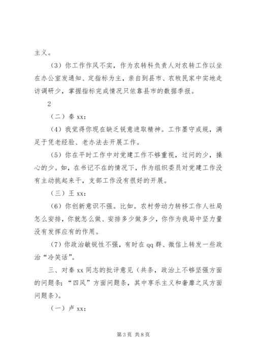 支部委员和支部党员相互批评意见 (2).docx