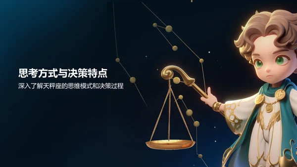 蓝色3D风十二星座之天秤座PPT模板