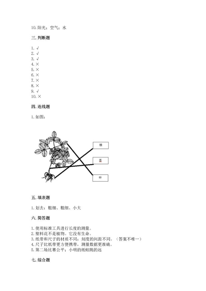 教科版科学一年级上册期末测试卷汇总.docx