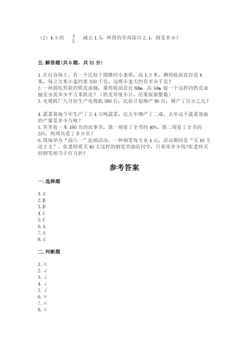 苏教版六年级下册数学期中测试卷精品【巩固】.docx