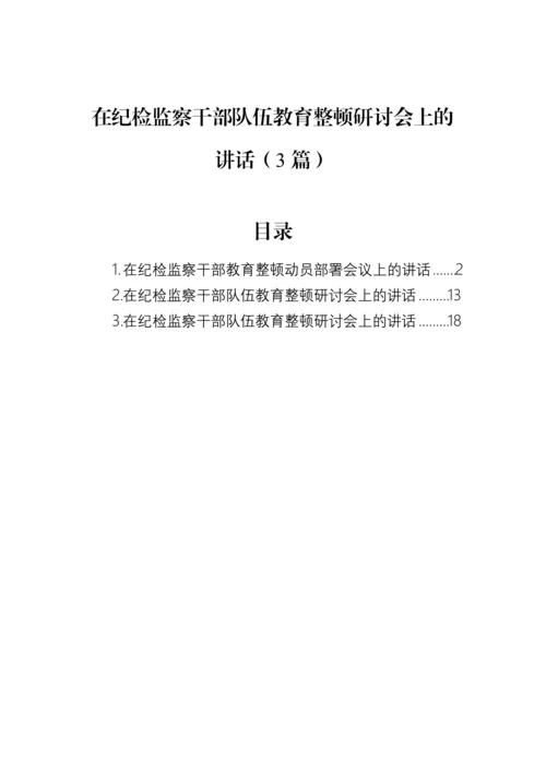 【JJ队伍教育整顿】在纪检监察干部队伍教育整顿研讨会上的讲话（3篇）.docx