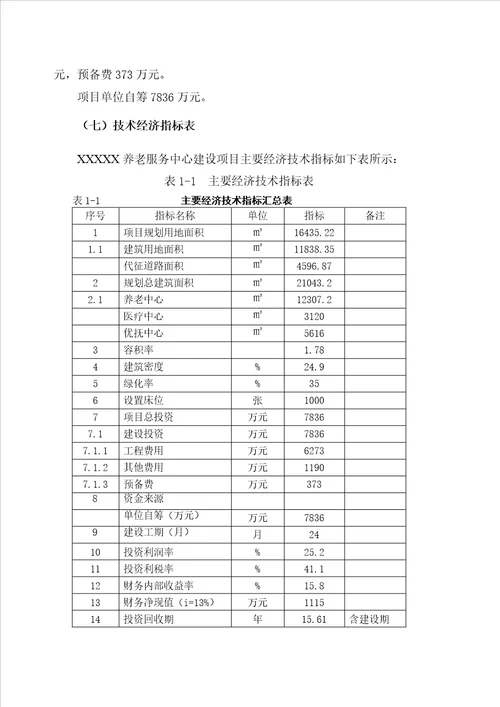 XXXX养老服务中心建设项目可行性研究报告