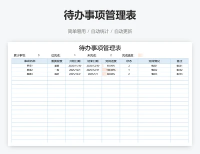 待办事项管理表