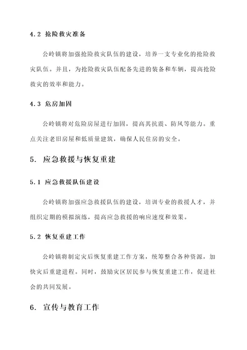 公岭镇防灾减灾工作方案