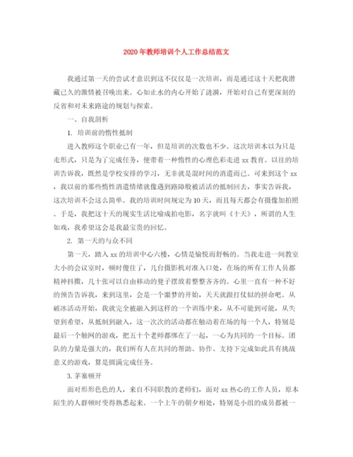 精编之年教师培训个人工作总结范文.docx