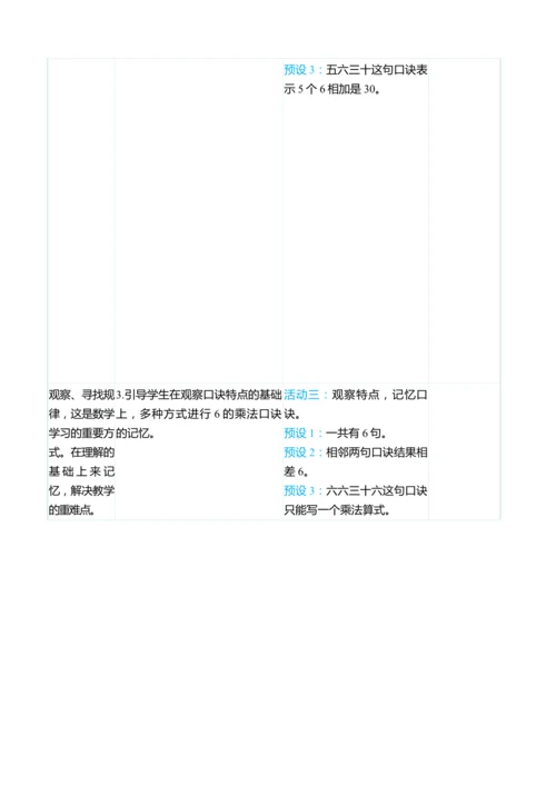 （大单元整体教学）4.5 6的乘法口诀（表格式）教学设计  人教版 二年级上册数学