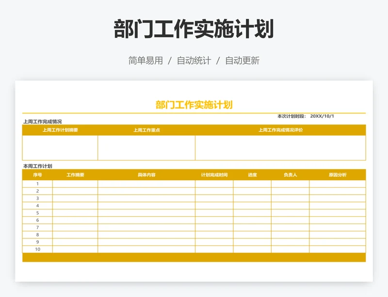 部门工作实施计划