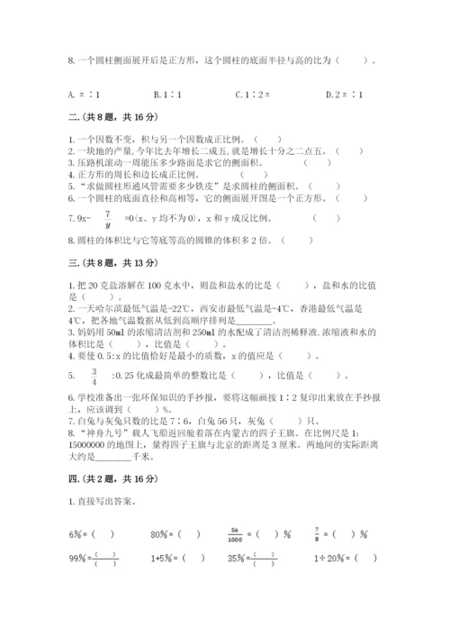 人教版数学六年级下册试题期末模拟检测卷附完整答案（易错题）.docx