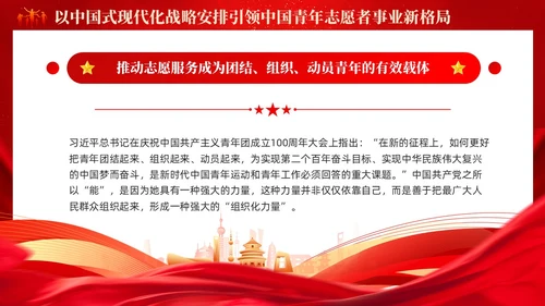 红色简约中国式现代化开启中国青年志愿者事业新篇章党课PPT党建