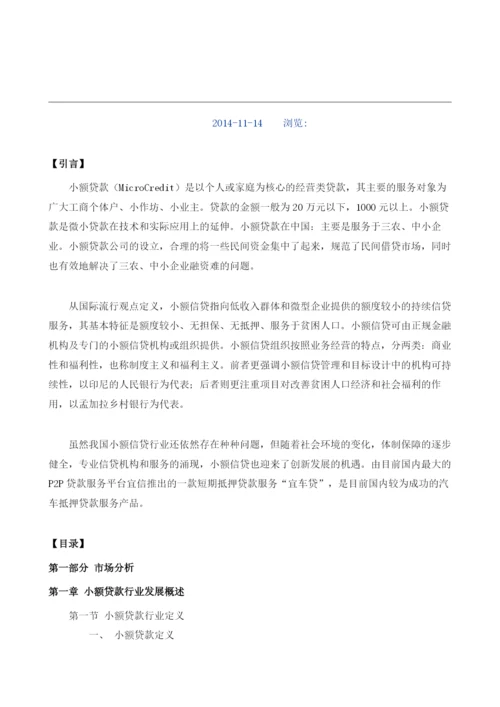 小额贷款项目投资调研及前景预测报告模板.docx