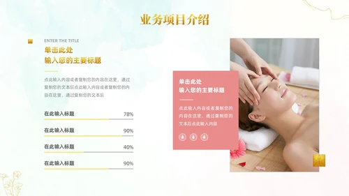小清新风鎏金线条花卉美容医美行业招商项目汇报医美商业计划书