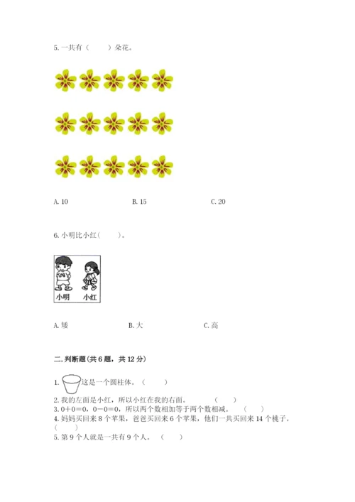 人教版一年级上册数学期末测试卷（典优）word版.docx