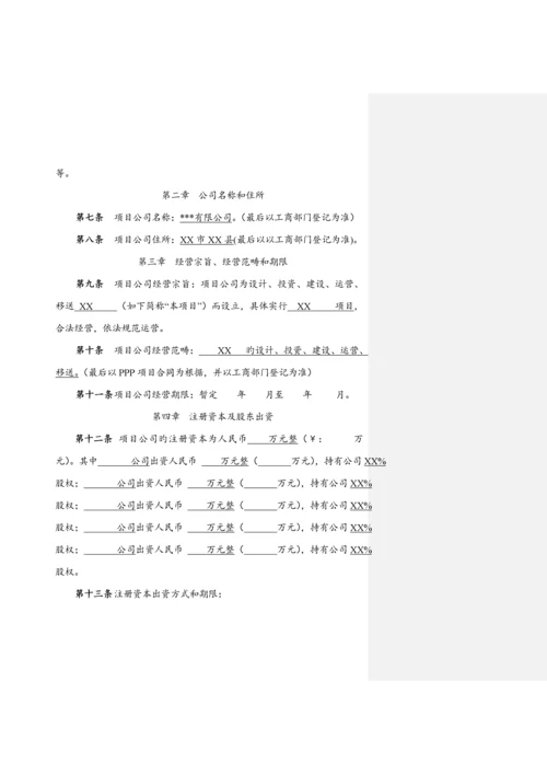 PPP专项项目公司公司综合章程.docx