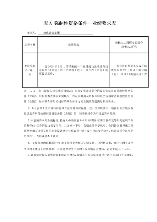 公路工程招投标文件