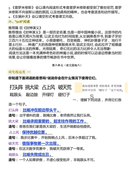 统编版四年级上册语文园地考点汇总