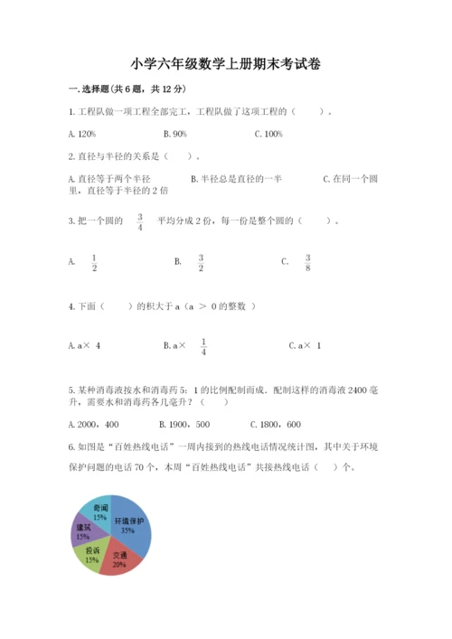 小学六年级数学上册期末考试卷及参考答案【轻巧夺冠】.docx