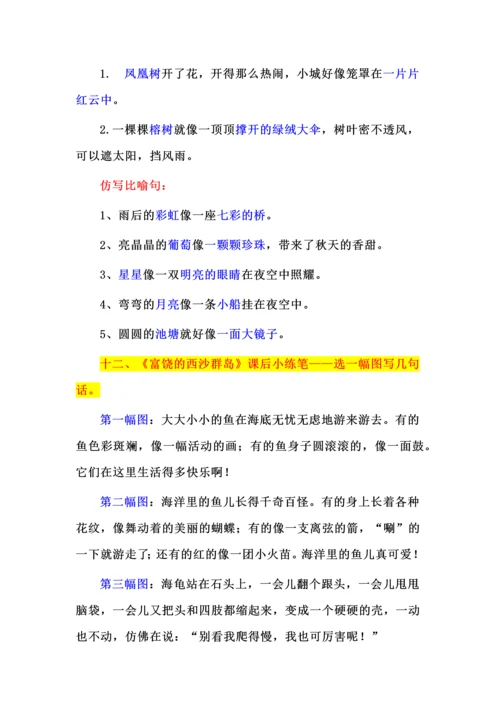 三年级上册语文第六单元知识点总结、仿写、课后小练.docx