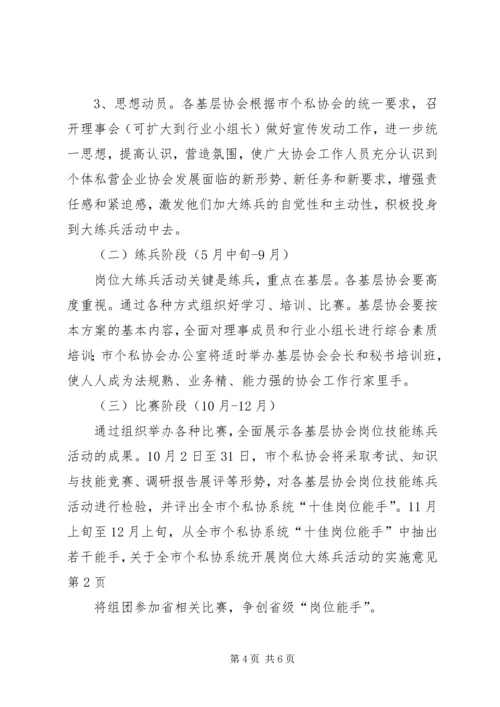 关于全市个私协系统开展岗位大练兵活动的实施意见 (3).docx