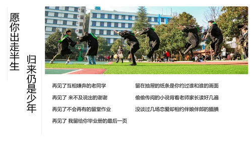 不说再见大学毕业季相册留念通用PPT多用途模板