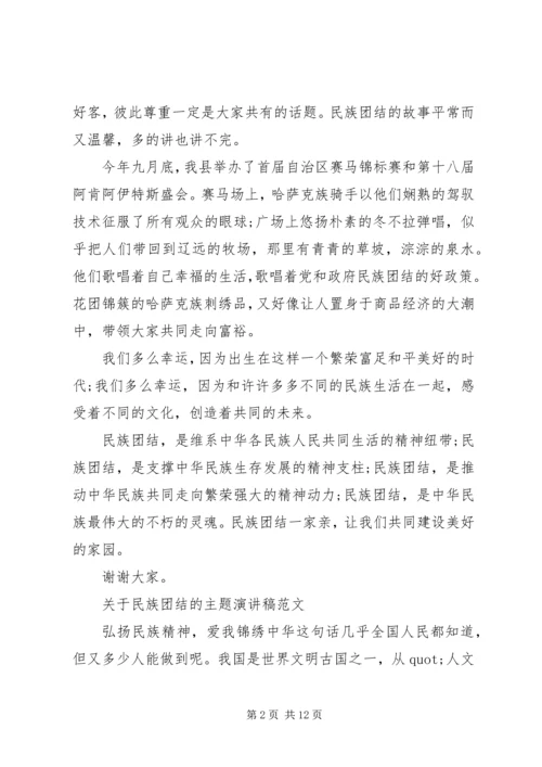 关于民族团结的主题演讲稿范文.docx