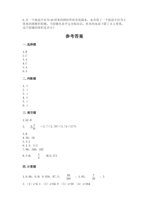 天津市宁河县六年级下册数学期末测试卷往年题考.docx