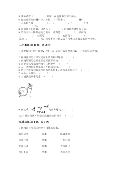 教科版二年级上册科学期末测试卷带答案（基础题）.docx