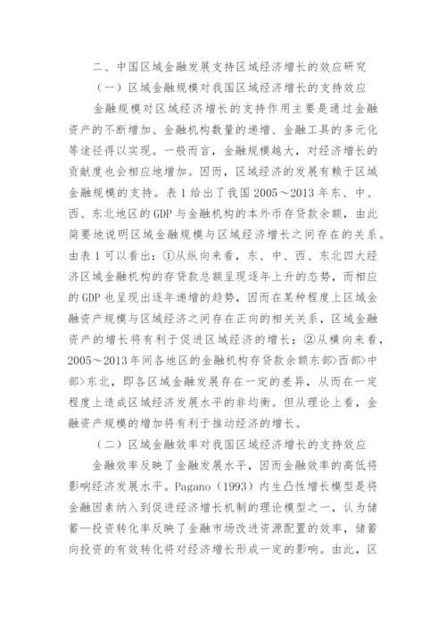 区域金融发展对区域经济增长的支撑效应论文.docx