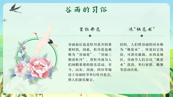 绿色中国风梯水稻田二十四节气之谷雨带内容PPT模板
