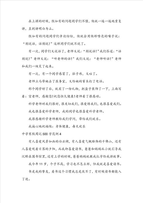 高中寒假周记500字