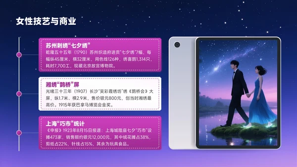 梅红色中国风七夕文化星河鹊影传千年PPT模板