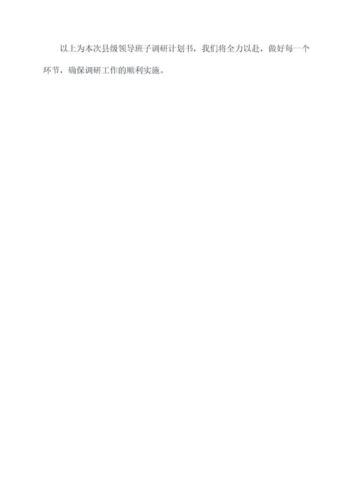 县级领导班子调研计划书
