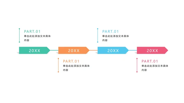 扁平商务彩色时间轴图表PPT模板