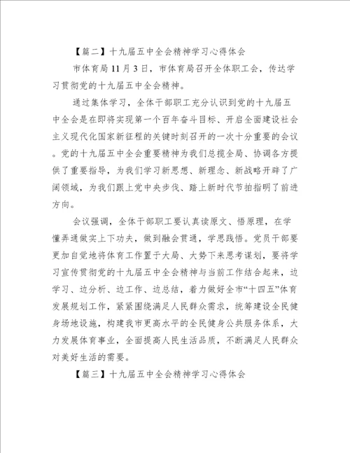 十九届五中全会精神学习心得体会四篇