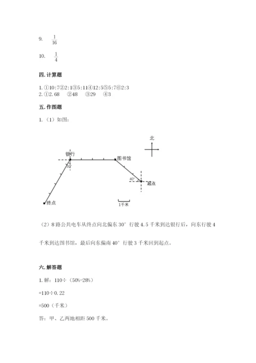 2022六年级上册数学期末考试试卷（考点提分）.docx