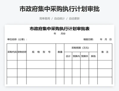 市政府集中采购执行计划审批