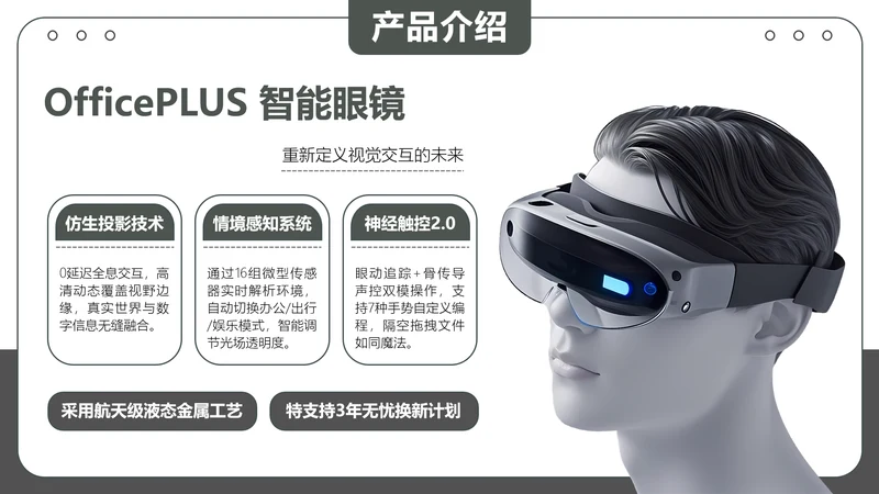 黑色商务智能眼镜产品介绍