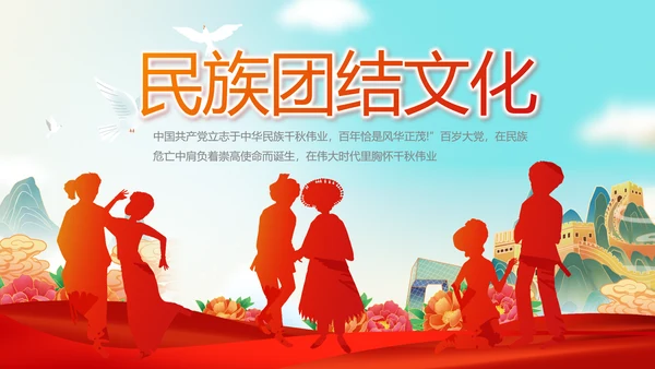 艺术传统魅力民族团结文化风情动态PPT模板
