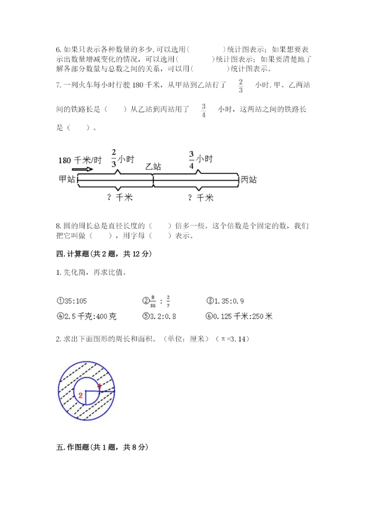 2022人教版六年级上册数学期末考试卷及完整答案（易错题）.docx