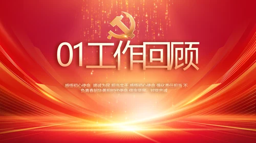 红色党建党支部党员大会工作总结动态PPT