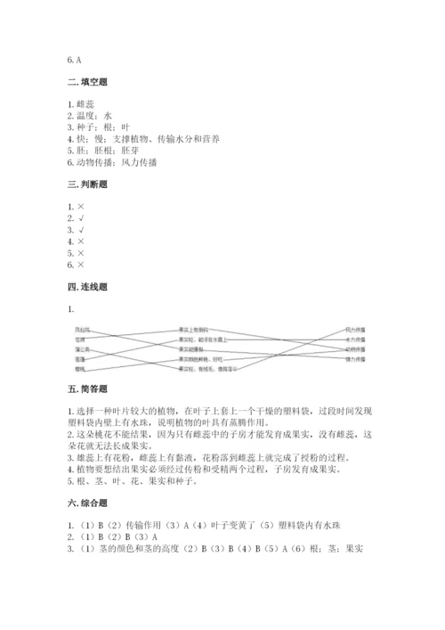 科学四年级下册第一单元植物的生长变化测试卷【实用】.docx