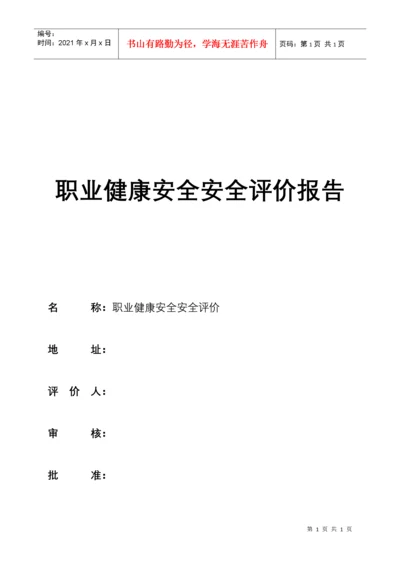 职业健康安全安全评价报告.docx