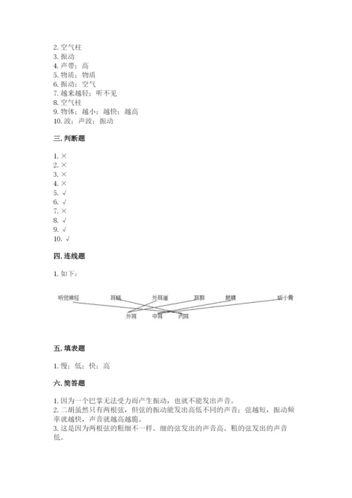 教科版 科学四年级上册第一单元声音测试卷含完整答案（夺冠系列）.docx