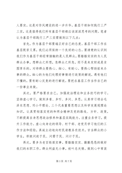 基层干部贯彻三严三实心得体会3篇.docx