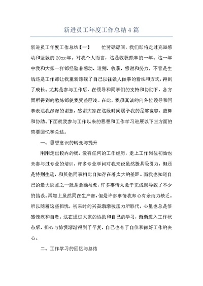 新进员工年度工作总结4篇