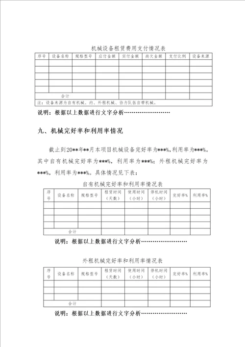 项目设备经济活动分析报告范本