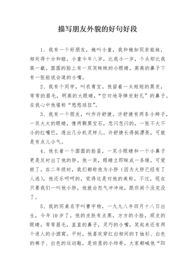 描写朋友外貌的好句好段.docx
