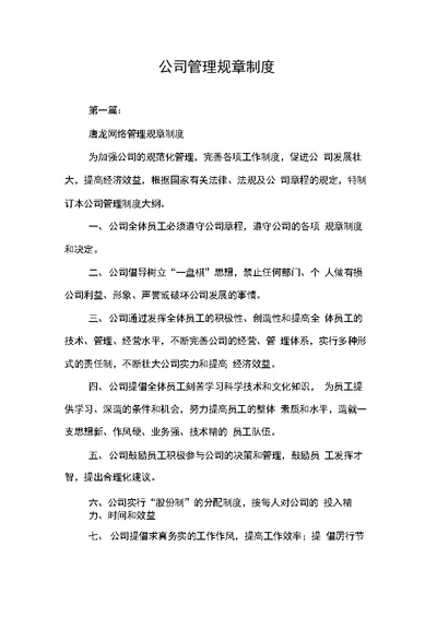 公司管理规章制度