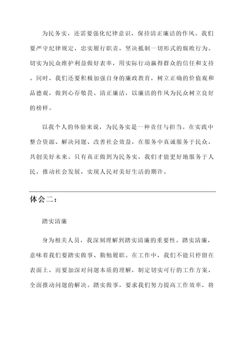 为民务实清廉的体会感言