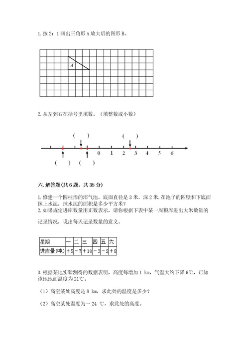 六年级下册数学《期末测试卷》附答案基础题